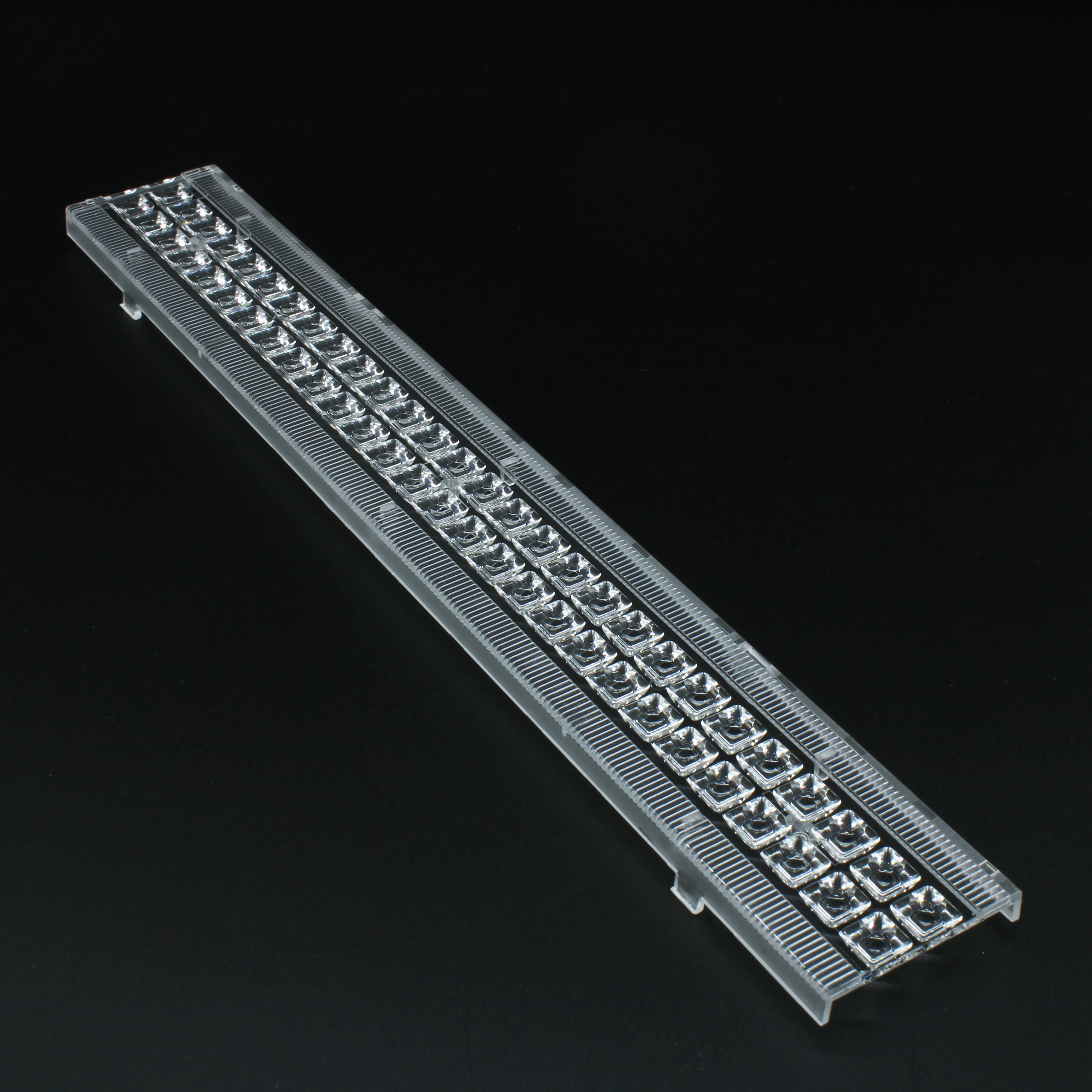 ASL280D40H56LED60G - Линейная линза на 56 светодиодов (28x2) 2835/3030/3016, эфф=93%, ~60°, 280x40mm H:7,1mm, PMMA