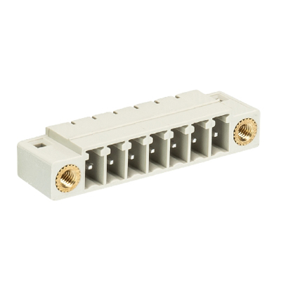 Вилка Wiecon 8513 S / 7 W F - Вилочный разъем, горизонтальный, на плату, с монтажными фланцами, шаг 3,5 мм, 7 полюсов, фиксация на плате пайкой, 250V, 8А, без маркировки, цвет: серый, серия 8513 S WF