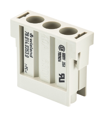 Вилочная контактная вставка 78.014.0353.0 - Вилочная контактная вставка, обжимная фиксация, 3 полюса, типоразмер FLEX, 630V, 40A, (обжимные контакты поставляются отдельно)