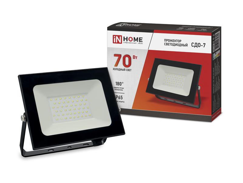 Прожектор светодиодный СДО-7 70Вт 6500К IP65 6300лм 230В черн. 4690612034645