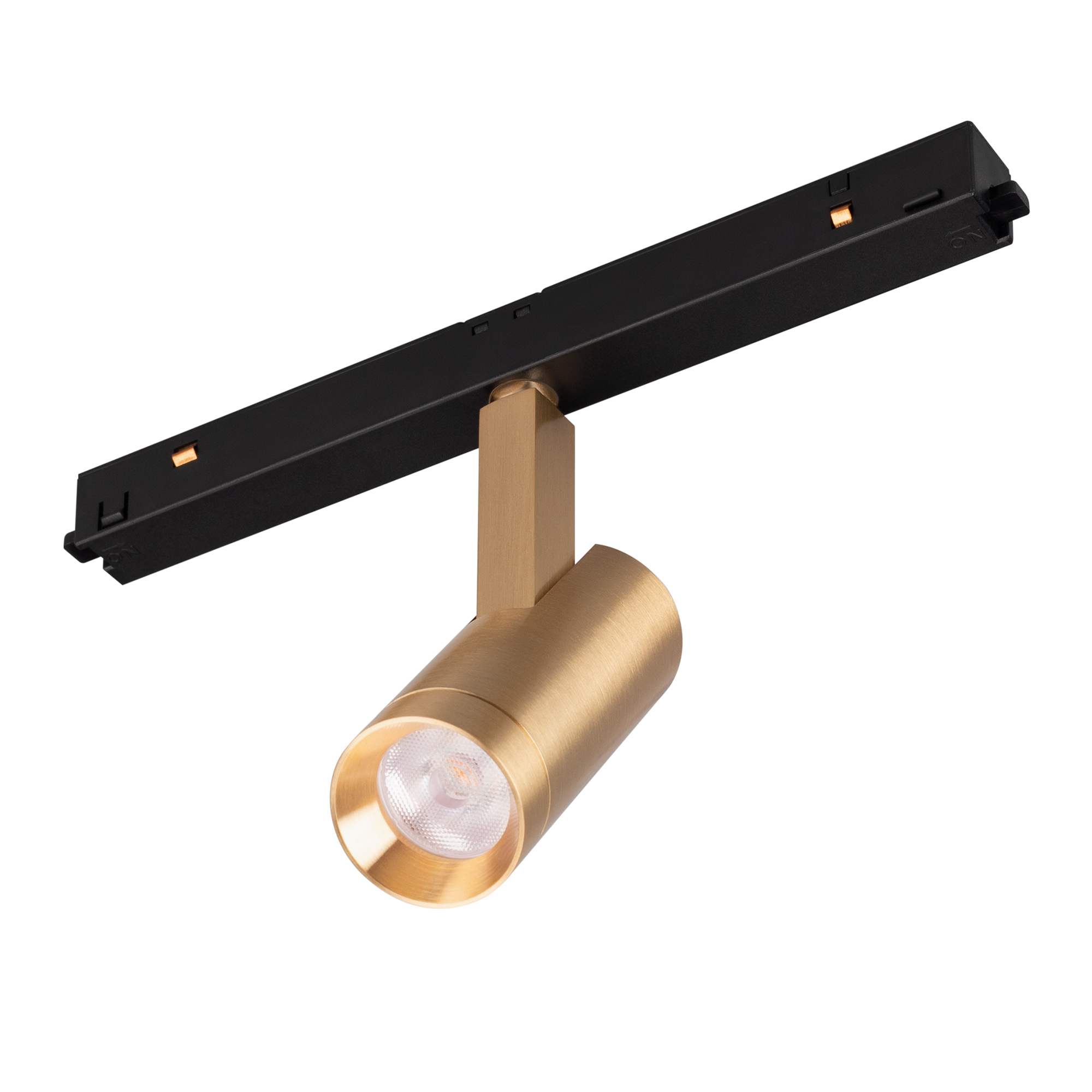 Светильник MAG-ORIENT-SPOT-R35-6W Warm3000 (GD, 24 deg, 48V) 040887 - Светильник для магнитных треков MAG-ORIENT шириной 26 мм. Мощность 6 Вт, св. поток 555лм, 92 лм/Вт, теплый 3000 K, CRI>90, угол 24°, напряжение питания 48 В. Золотой фигурный корпус из 