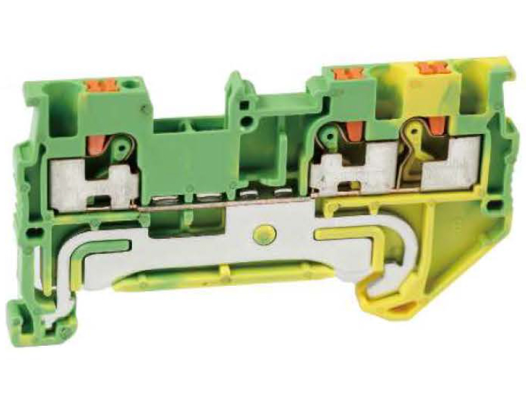 Заземляющая клемма UJ6-1.5/1X2JD - Заземляющая клемма, 3 точки подключения в клемме, тип фиксации провода: push-in, номинальное сечение: 1,5 мм кв., 17,5A, 500V, ширина: 3,5 мм, цвет: желто-зеленый, тип монтажа: DIN 35