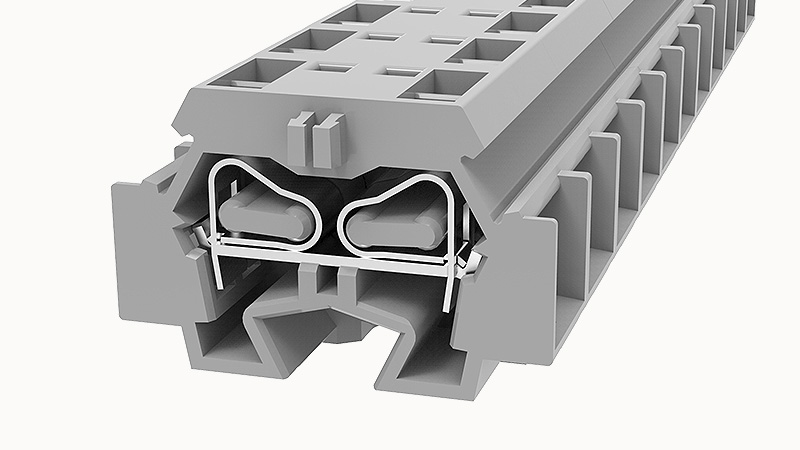 Проходная клемма WS4T-DB-01P-11 - Проходная клемма, 4 точки подключения, тип фиксации провода: пружинный, номинальное сечение: 4 мм кв., 32A, 800V, ширина: 12 мм, цвет: серый, тип монтажа: DIN35