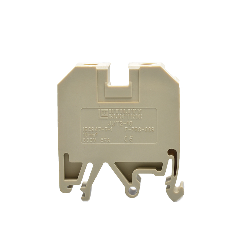Проходная клемма JUT2-10-GY - Проходная клемма, тип фиксации провода: винтовой, номинальное сечение: 10 мм кв., 800V, 57A, ширина: 10,2 мм, цвет: серый, тип монтажа: DIN35