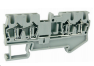 Проходная клемма UJ5-2.5/2X2E - Проходная клемма, 4 точки подключения в клемме, серия E, тип фиксации провода: пружинный, номинальное сечение: 2,5 мм кв., 28A, 400V, ширина: 5,2 мм, цвет: серый, стандарт GB/T14048.1, тип монтажа: DIN 35