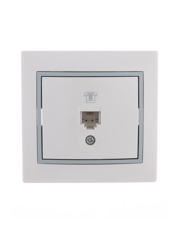 Розетка телефонная 1-м СП Mira RJ11 бел./сер. 701-0215-137