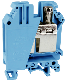 Проходная клемма UKJ-35(BU) - Проходная клемма, тип фиксации провода: винтовой, номинальное сечение: 35 мм кв., 150A, 1000V, ширина: 15,2 мм, цвет: синий, тип монтажа: DIN 35