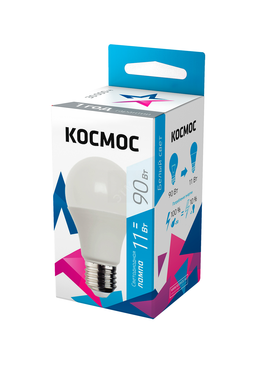 Лампа светодиодная A60 11Вт 4500К E27 220В КОСМОС LkecLED11wA60E2745