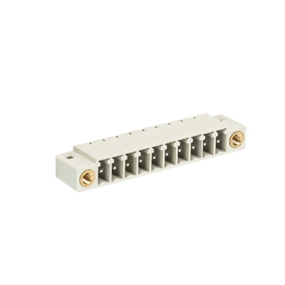Вилка Wiecon 8513 S / 10 W F - Вилочный разъем, горизонтальный, на плату, с монтажными фланцами, шаг 3,5 мм, 10 полюсов, фиксация на плате пайкой, 250V, 8А, без маркировки, цвет: серый, серия 8513 S WF