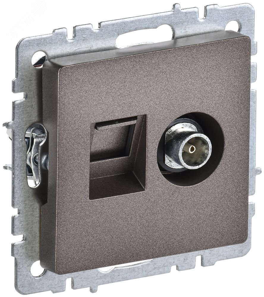 BRITE Розетка двойная TV+RJ45 кат.5E РТВ/РК12-БрТБ темная бронза BR-AK20-1-K45