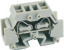 Клемма MINI UJ2-4/2X2 - Мини клемма, 4 точки подключения в клемме, тип фиксации провода: пружинный, номинальное сечение: 4 мм кв., 32A, 500V, ширина: 12 мм, цвет: серый, тип монтажа: в зависимости от торцевой крышки