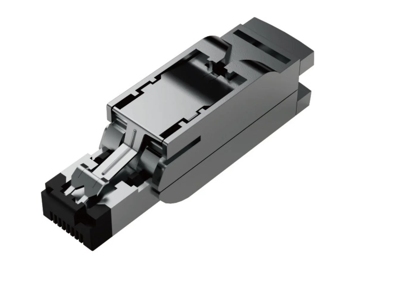 Разъем RJ45 на кабель RJ4504MMSFWIC05 - Разъем RJ45 на кабель, вилочный, прямой, 4 полюса, цинк