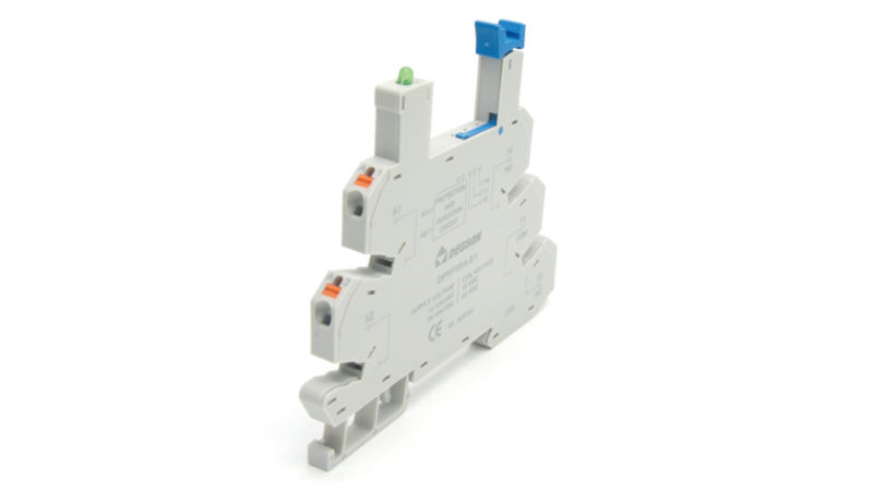 Колодка для реле DPRF05W-E1 - Колодка для реле DRPS-1C-D24, 6A, 300V, фиксация провода: зажимная клетка, с защитой от прикосновения, пластик, цвет: серый, монтаж на DIN рейку