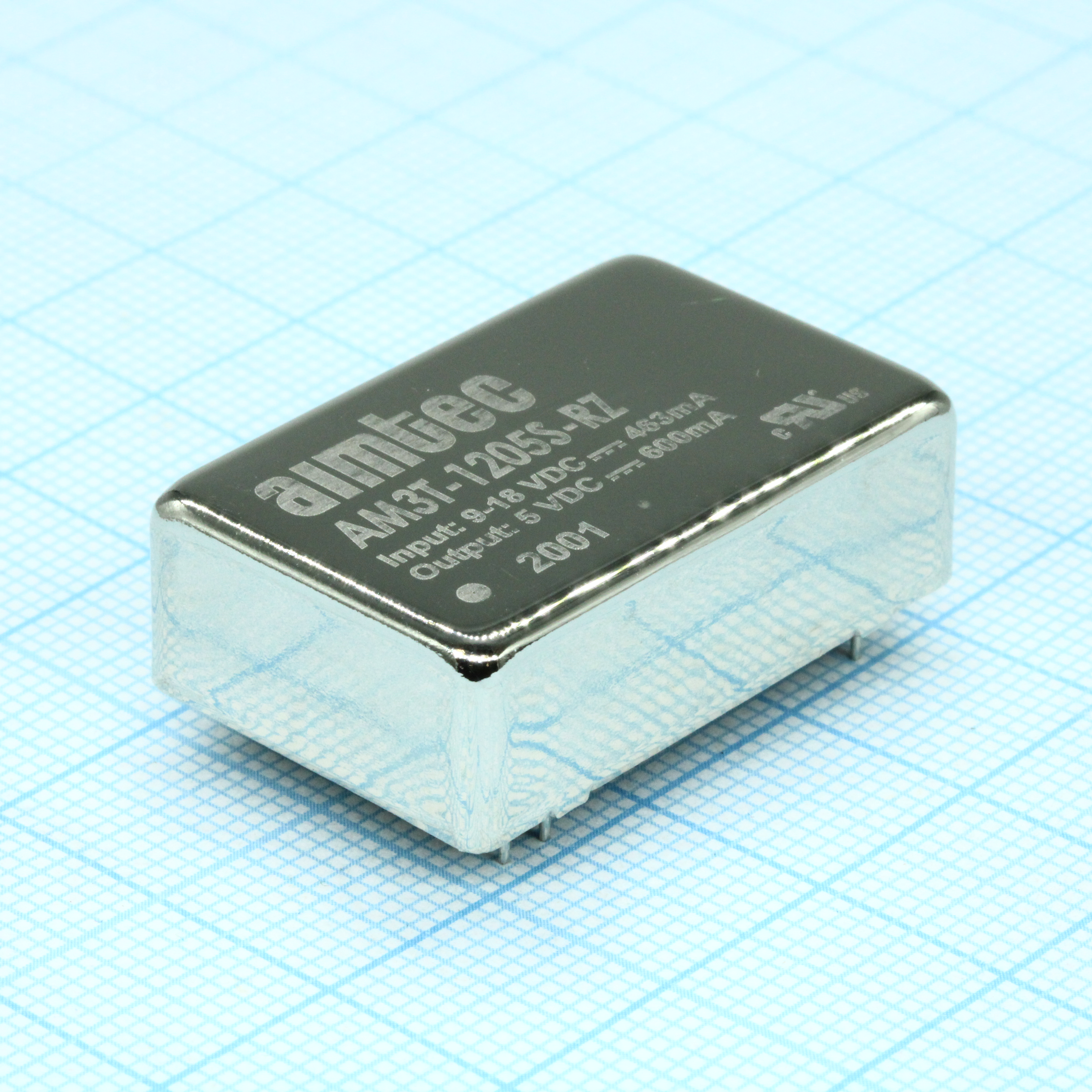 AM3T-1205S-RZ - DC/DC, 3Вт, вход 9…18В, выход 5В/0.6А, изоляция 1500В DC, КПД 76%, максимальная емкостная нагрузка не более ±10мкФ, DIP24, 31.75x20.32x10.16мм, -40…85°C, металл