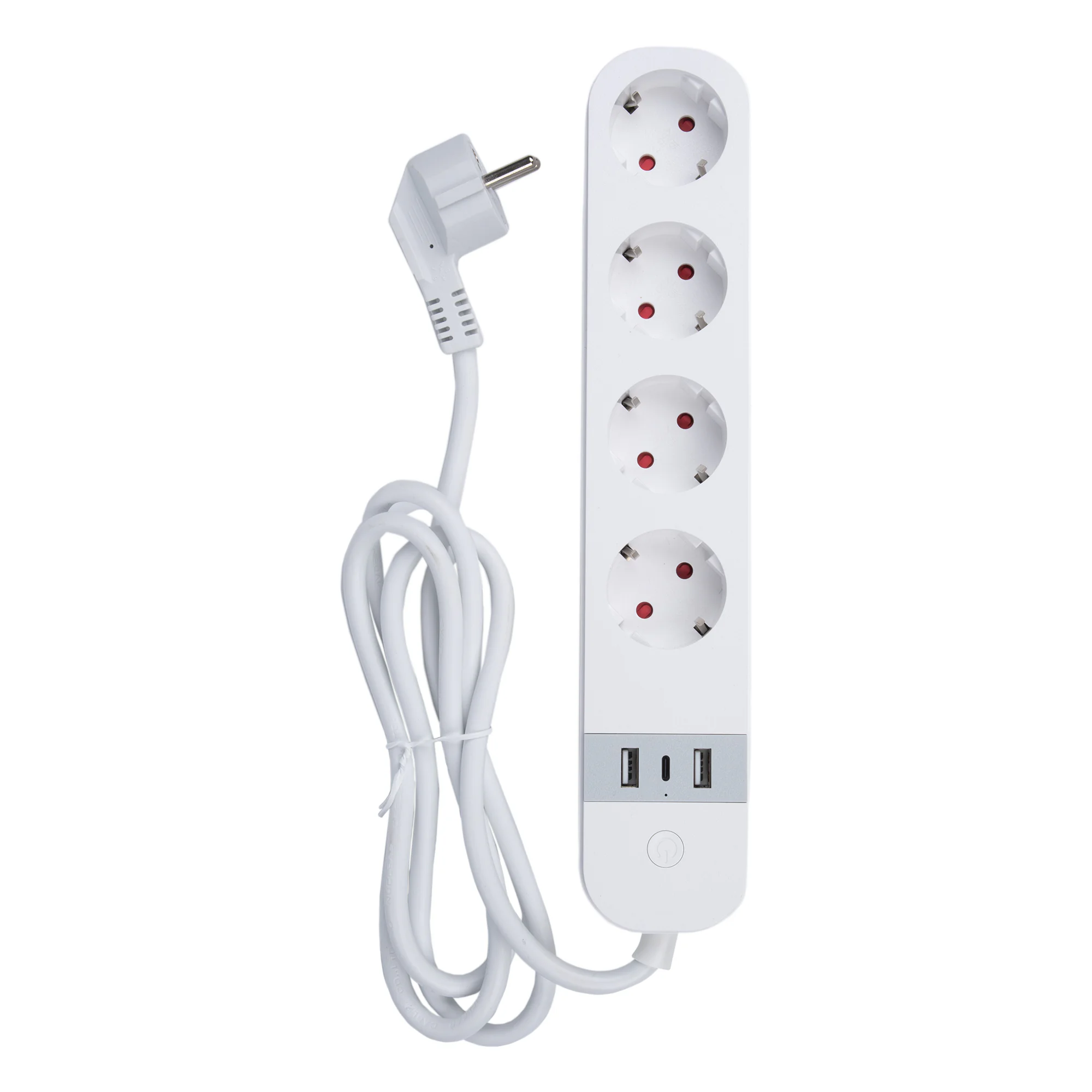 Умный сетевой фильтр Wi-Fi 1.8м ПВС 3х1,5 4 гнезда, с заземлением, 2USB Type-C  5В, 3A 16А  До 3680Вт Голосовое управление приложение UnielSmart TM Unie lP-GCL4-1,8 A201/UC/WF WHITE