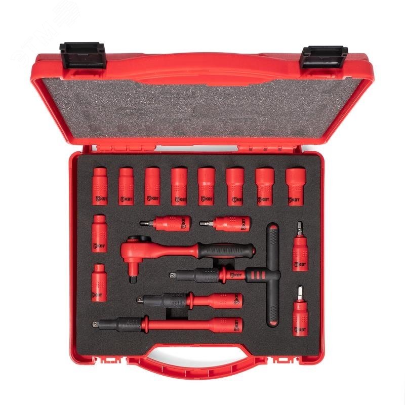 НИИ-15 серия Профи - Набор диэлектрического инструмента 1/4" торцевые шестигранные головки с трещоткой 1/4" для работ под напряжением до 1000 В, стандарт VDE