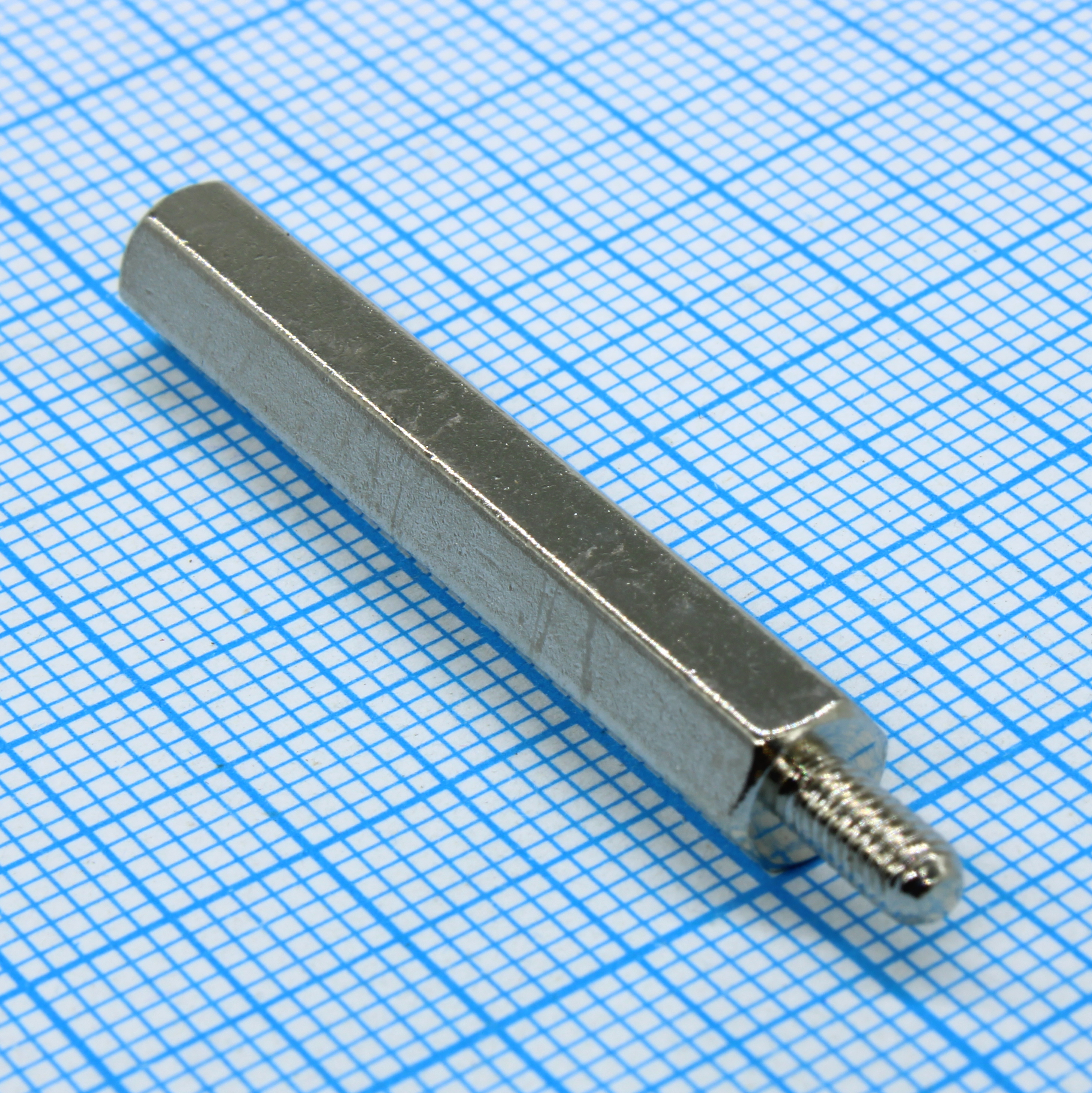 H-L3600-4200-5-03-1N1W - Стойка латунная никелированная для печатной платы, шестигранная, М3, 36мм, отверстие-винт