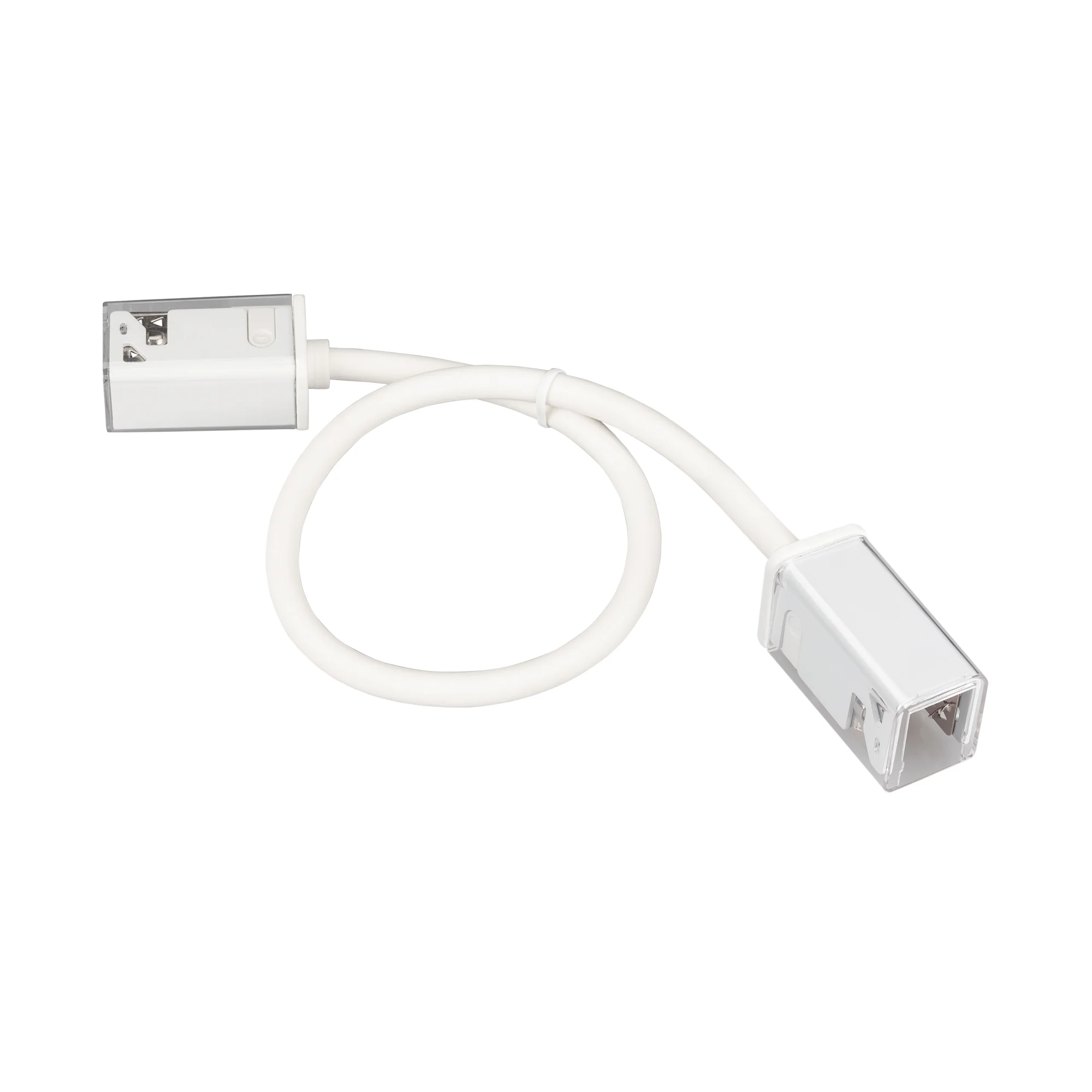Коннектор питания ARL-MOONLIGHT-1712-CON-POWER-MID-WIRE-WH 029417 - Герметичный двусторонний коннектор питания на проводе для гибкого неона MOONLIGHT, сечение 17х12мм, длина кабеля 300 мм, цвет белый. Подключение питания без пайки, IP54.