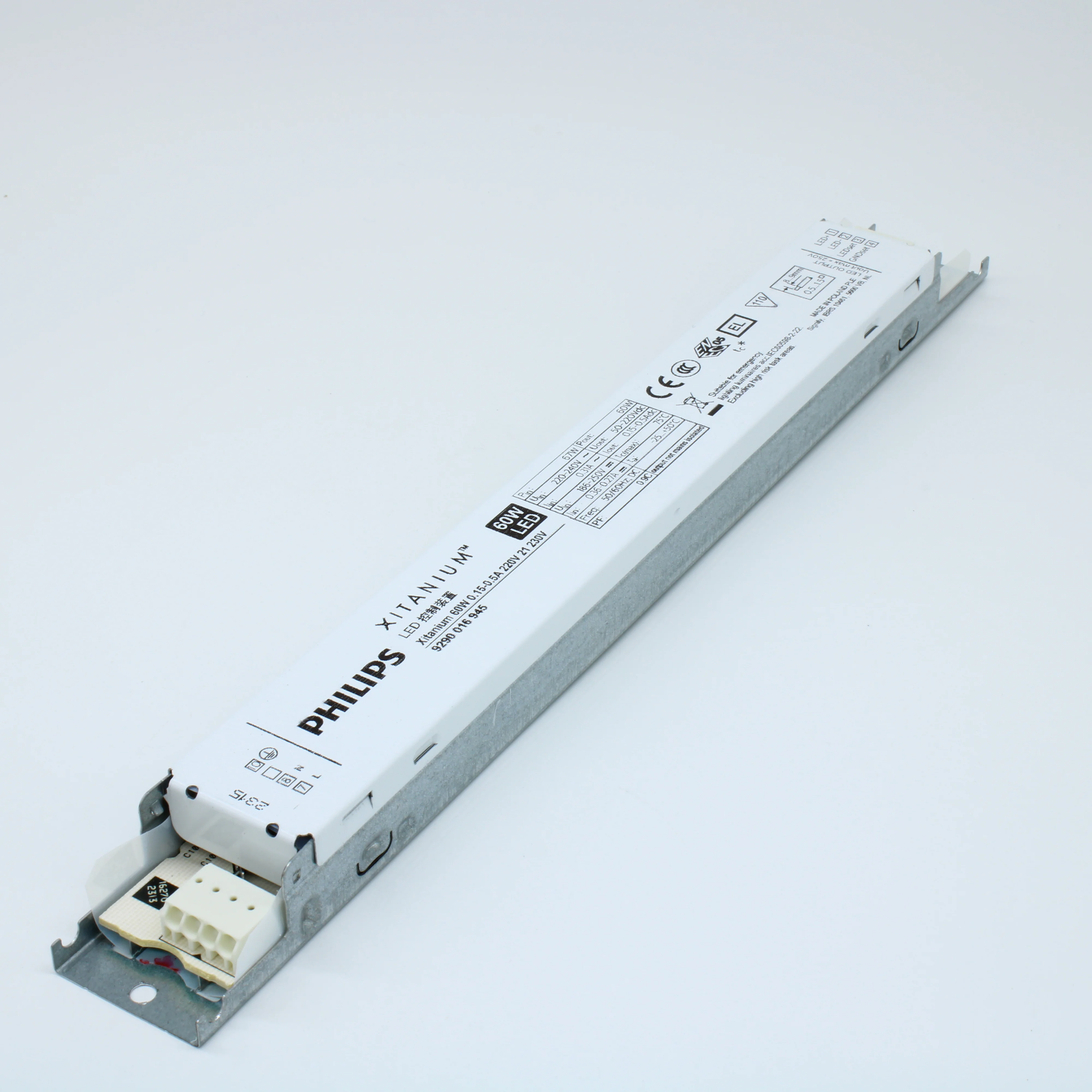 XITANIUM 60W 0.15-0.5A 220V 21 230V - AC-DC, 60Вт, ККМ, стабилизация тока, вход 198…264В AC/ 168…275В DC, 45…66Гц, выход (0.15А) 0.15…0.5А / 50…220В DC, в корпусе 280x30x21мм, -25…+50°C, LEDset