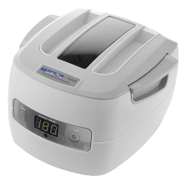 Мегеон 76005 - Ванна ультразвуковая отмывочная объемом 1400мл, 5 временных режимов чистки, полезный размер резервуара 168х138мм