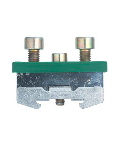 Клемма заземл. 70 E S35 - Заземляющая клемма, тип фиксации провода: винтовой, номинальное сечение: 70 мм кв., ширина: 25 мм, цвет: зеленый, тип монтажа: DIN 35 35