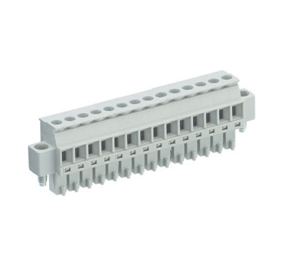 Розетка Wiecon 8813 B / 14 VL F - Розеточный разъем, прямой, на кабель, шаг 3,81 мм, 14 полюсов, номинальное сечение: 1,5 мм кв., винтовая фиксация провода, 250V, 8А, без маркировки, цвет: серый, серия 8813 B VL