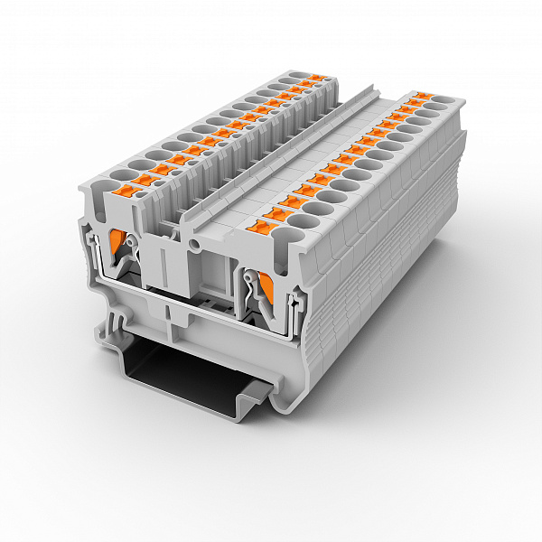 Проходная клемма UPT-2.5-GY - Проходная клемма, тип фиксации провода: Push-in, номинальное сечение: 2,5 мм кв., 800V, 24A, ширина: 5,2 мм, цвет: серый, тип монтажа: DIN35