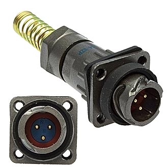 FQ14-3PIN ZPJ-8 - Блочная вилка, 3 контакта, с патрубком и пружинным хвостовиком под кабель 8мм