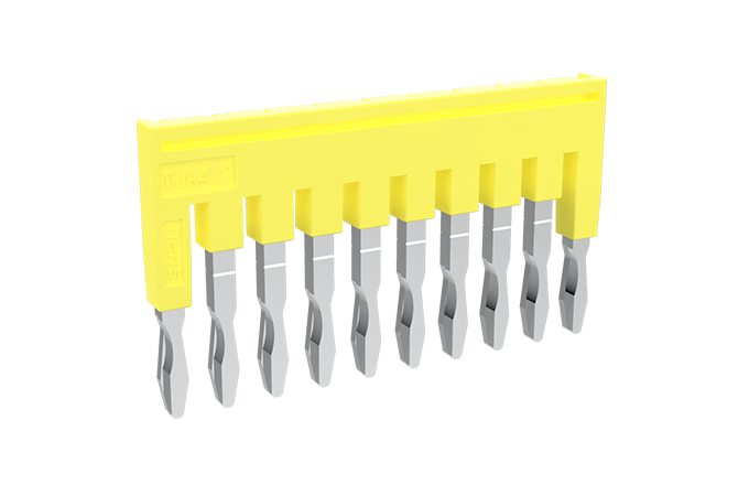 Соединительная перемычка TJA4.2-10 - Соединительная перемычка, втычная, изолированная, 10 полюсов, для серий клемм: TP/TU/TC, шириной 4,2 мм, цвет: желтый