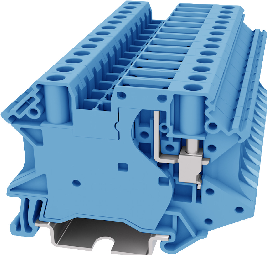 Клемма без размыкателя TU4-TG-BU - Клемма без размыкателя, тип фиксации провода: винтовой, номинальное сечение: 4 мм кв., 20A, 500V, ширина: 6,2 мм, цвет: синий, тип монтажа: DIN 35
