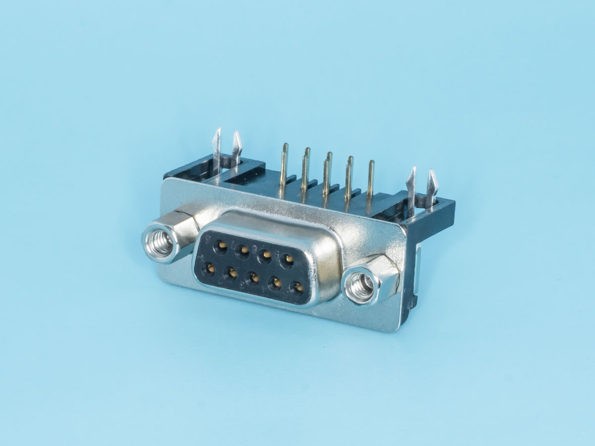 DRB-9FA - Разъем  9 контактов, гнездо на плату, прямой угол  7.2мм
