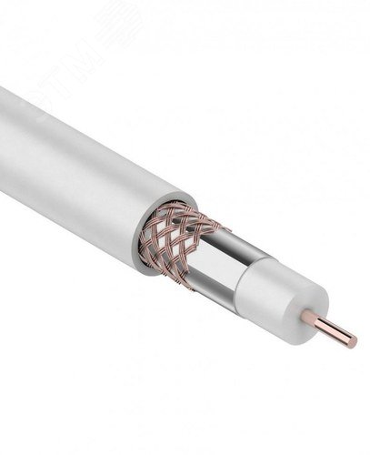 Кабель коаксиальный RG-6U, 75Ом, Cu/Al/Cu, 75%, 100м, INDOOR, белый - в бухте 100м