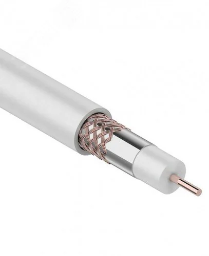 Кабель коаксиальный RG-6U, 75Ом, Cu/Al/Cu, 75%, 100м, INDOOR, белый - в бухте 100м