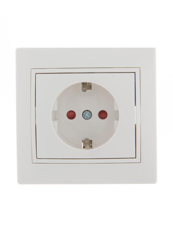 Розетка 1-м СП Mira 16А IP20 с заземл. защ. шторки с бел. вставкой керамика бел. 701-0202-124