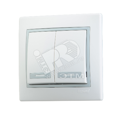 Выключатель 2-кл. СП Mira 10А IP20 с сер. вставкой бел. 701-0215-101