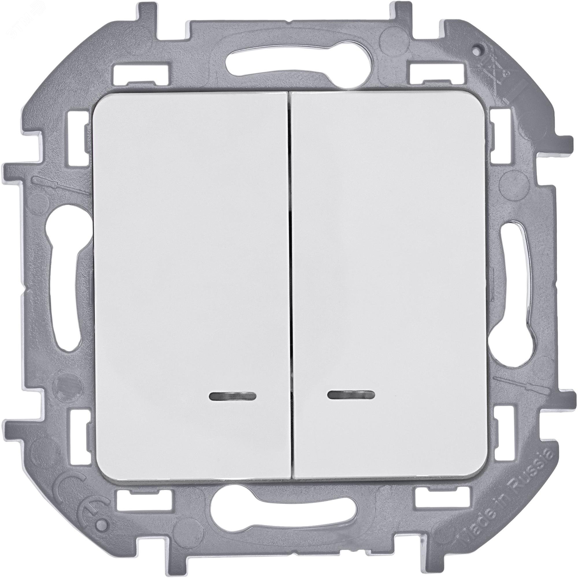 Выключатель 2-кл. Inspiria 10А IP20 250В 10AX с подсветкой/индикацией механизм бел. Leg 673630