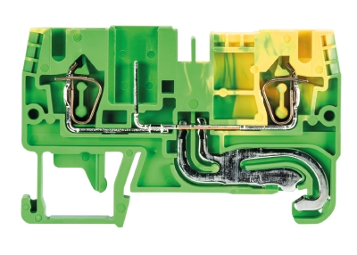 Клемма WKFN 2,5 F/P/F-SL - Заземляющая клемма для подключения разъема, тип фиксации провода: пружинный, номинальное сечение: 2,5 мм кв., 500V, ширина: 5 мм, цвет: желто-зеленый, тип монтажа: DIN 35