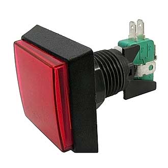 GMSI-2B-S NO(NC)+NC(NO) RED 50MM - Кнопка квадратная с LED подсветкой, цвет красный, размер 50х50мм, посадочное отверстие 23.5мм, 5А/250В