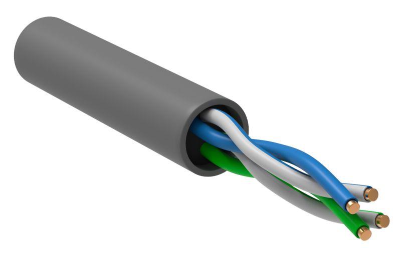 Кабель витая пара U/UTP кат.5E 2х2х24AWG solid CCA PVC сер. (м) BC1-C5E02-111-305-G