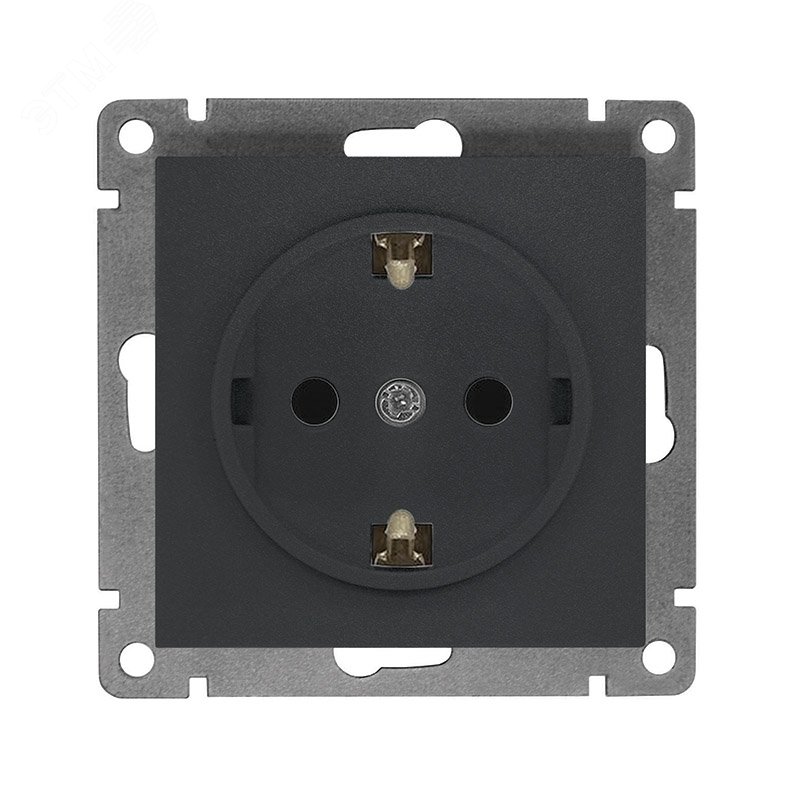 Розетка одноместная UNIVersal серия Афина с/з, с/у, 16А, 220В, графит (еврослот), механизм A0028-Gr