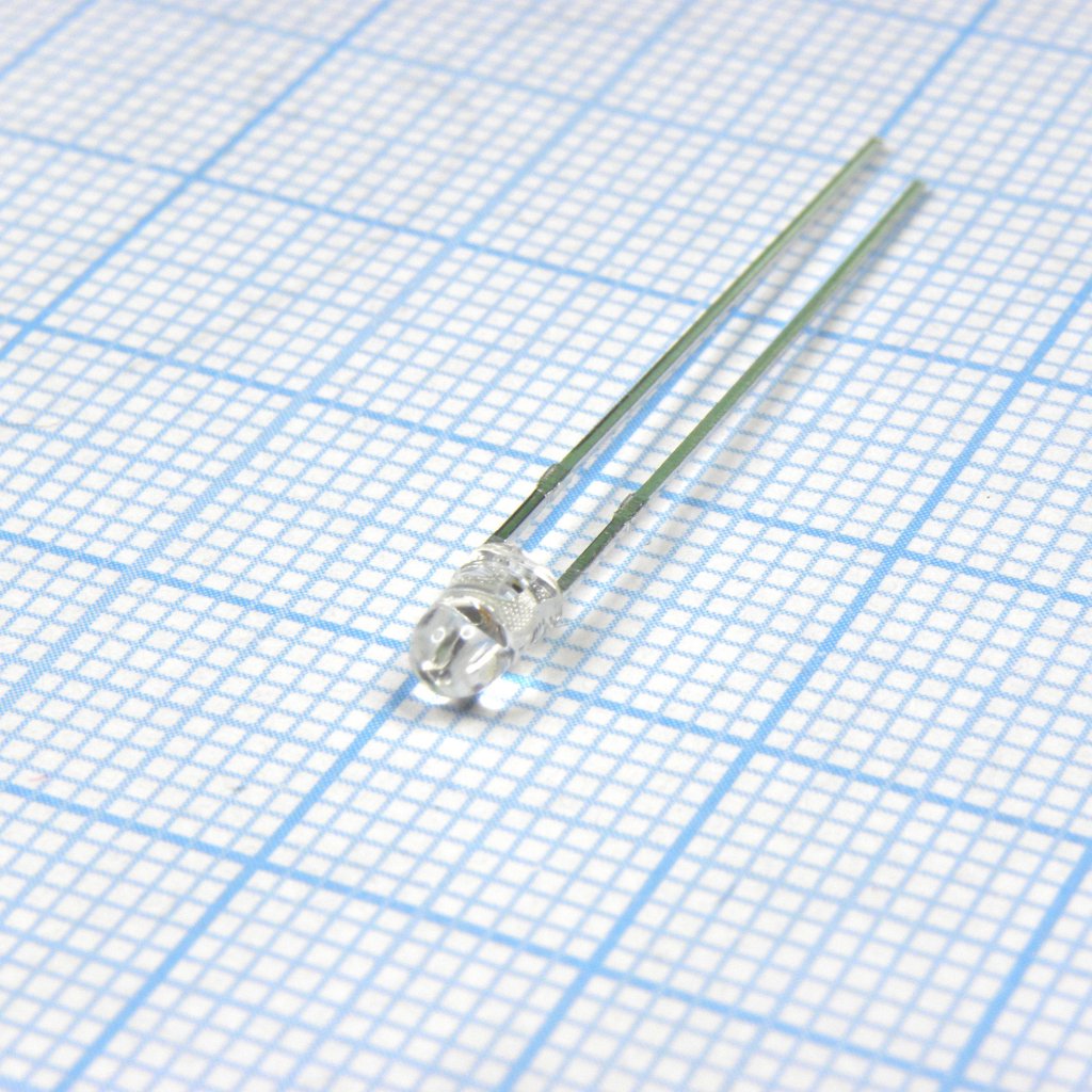 L-7104GC - Светодиод 3мм/зеленый/568нм/18-60мкд/прозрачный/34°