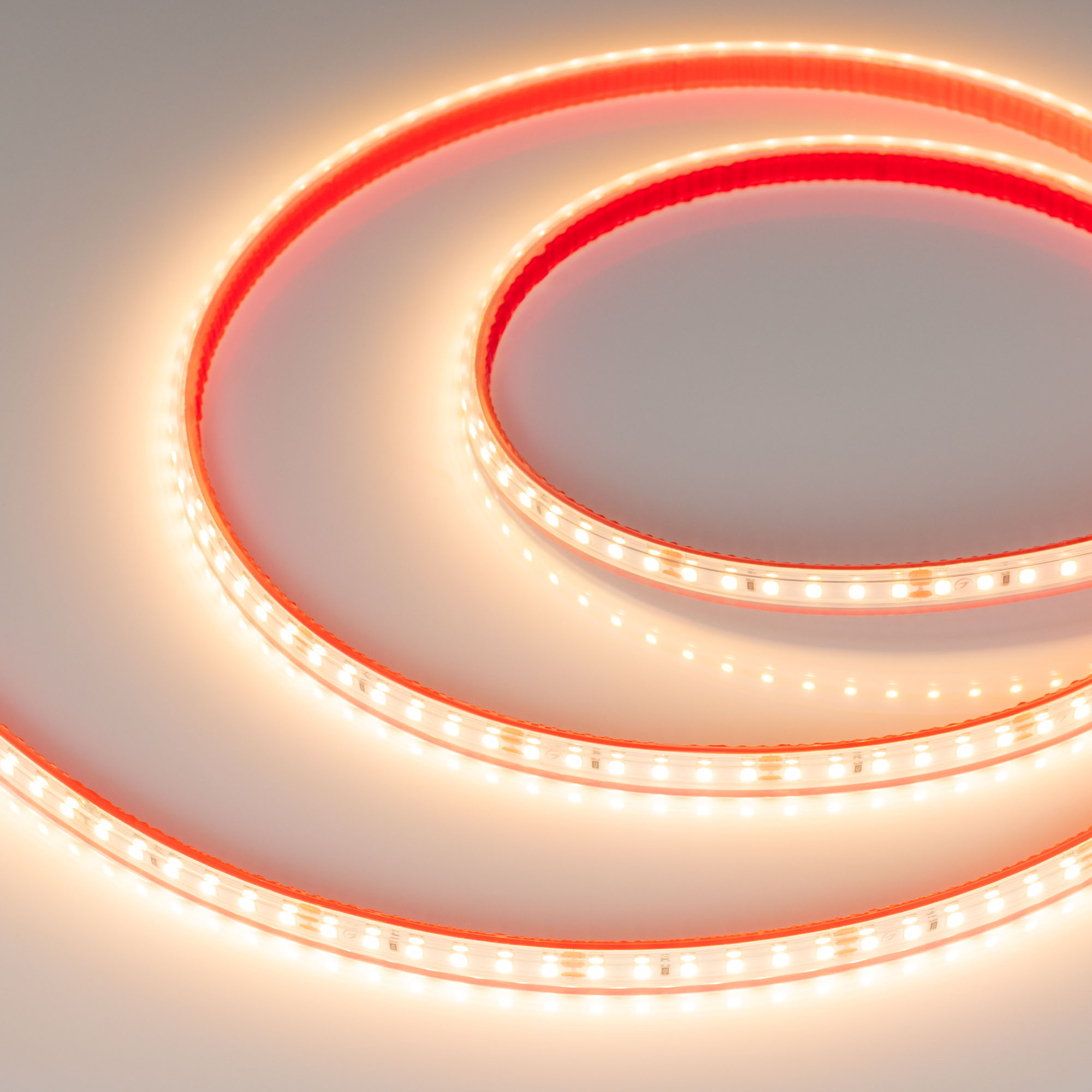 Лента герметичная RTW-PS-A120-10mm 24V Warm2700 (9.6 W/m, IP67, 2835, 50m) 024579(2) - Светодиодная лента (монтажная бобина 50м) RTW-PS-A120, герметичная (PS-силиконовая экструзия). Светодиоды 2835, 120 шт/м (6000 шт на 50 м), белая плата, ширина 10 мм, с