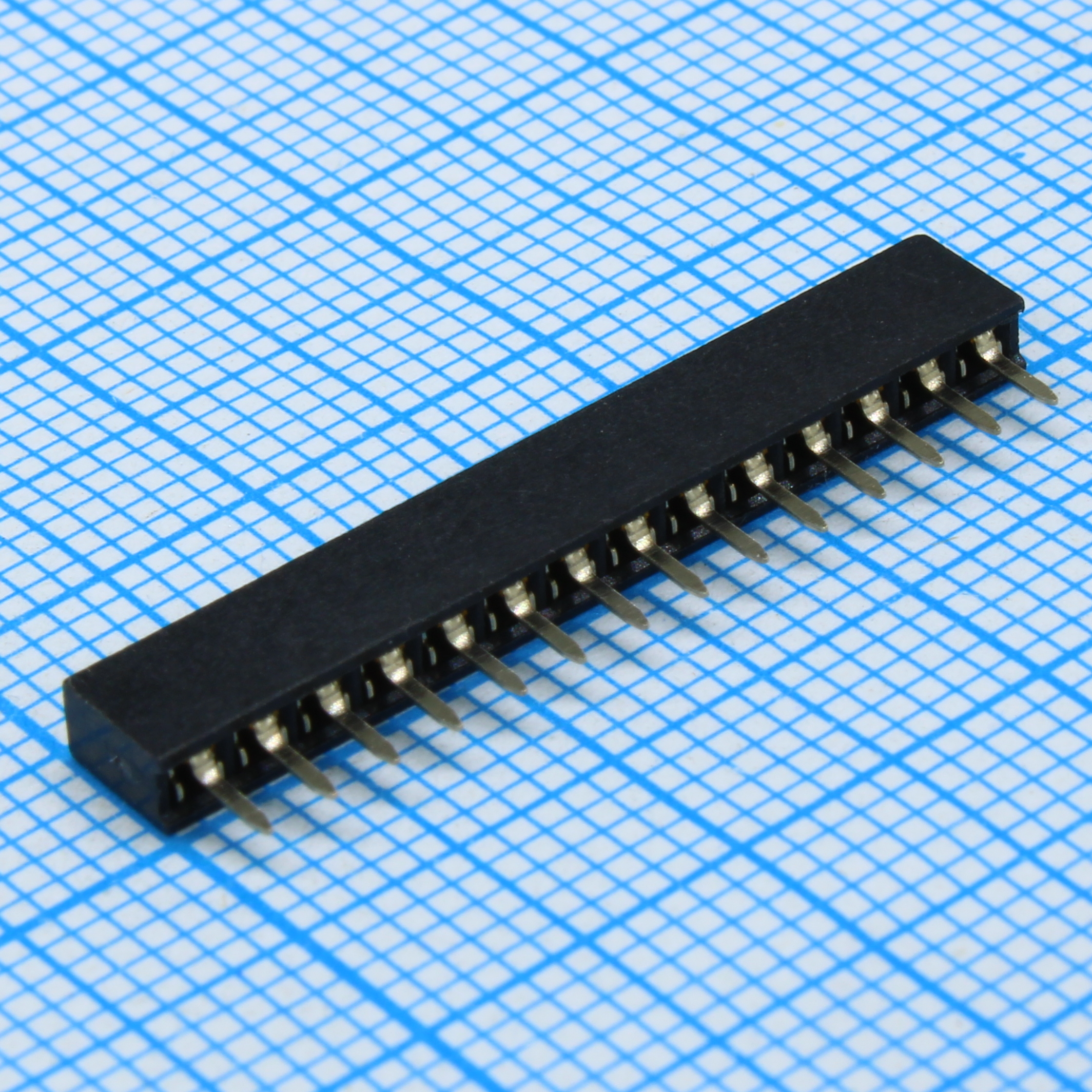 DS1026-01-1X14S8BV - Гнездо на плату 1x14 конт., шаг 2.00мм, высота 4.3мм, позолоч.