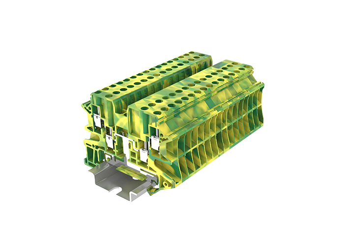 Заземляющая клемма TU2.5-4-PE - Заземляющая клемма, 4 точки подключения, тип фиксации провода: винтовой, номинальное сечение: 2,5 мм кв., ширина: 5,2 мм, цвет: желто-зеленый, тип монтажа: DIN 35