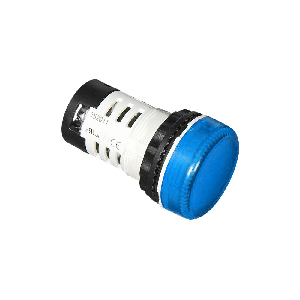 Индикатор (синий) TS2011-3CB40 - Индикатор, тип F3, LED AC/DC 12V, пластиковое переднее кольцо, диаметр головки кнопки 29,5 мм, диаметр посадочного отверстия: 22 мм, цвет: синий