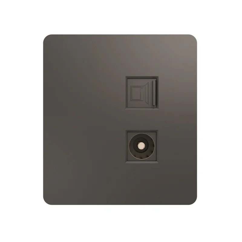 Розетка ROUND компьютерная RJ45 кат6 + TV скрытой установки механизм титан