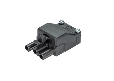 GESIS ST18/3S ZEV SW RD 93.932.4353.0 - Вилочный разъем на кабель диам. 6,5 - 8,3 мм, 3 полюса, винтовая фиксация, без защелки, номинальное напряжение: 250V, номинальный ток: 16A, цвет корпуса: черный, цвет контактной вставки: черный, серия gesis ST18/3