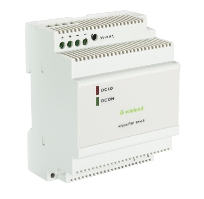 Блок питания WIPOS P1 12-4.5 - Источник питания, однофазный, 12 V / 4,5 A, 54 W; диапазон входных напряжений: 90 – 264 V AC, 120 – 375 V DC; габариты (мм): ширина x высота x глубина: 71 x 91 x 57; вес 0,25 кг; монтаж: на DIN рейку, температура окружающей 