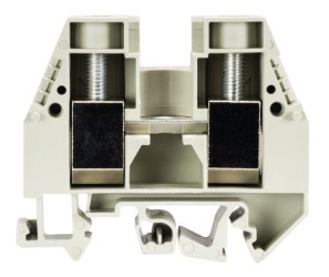 Клемма WKI 35/U - Проходная клемма, тип фиксации провода: винтовой, номинальное сечение: 35 мм кв., 125A, 400V, ширина: 16 мм, цвет: серый, тип монтажа: DIN 35