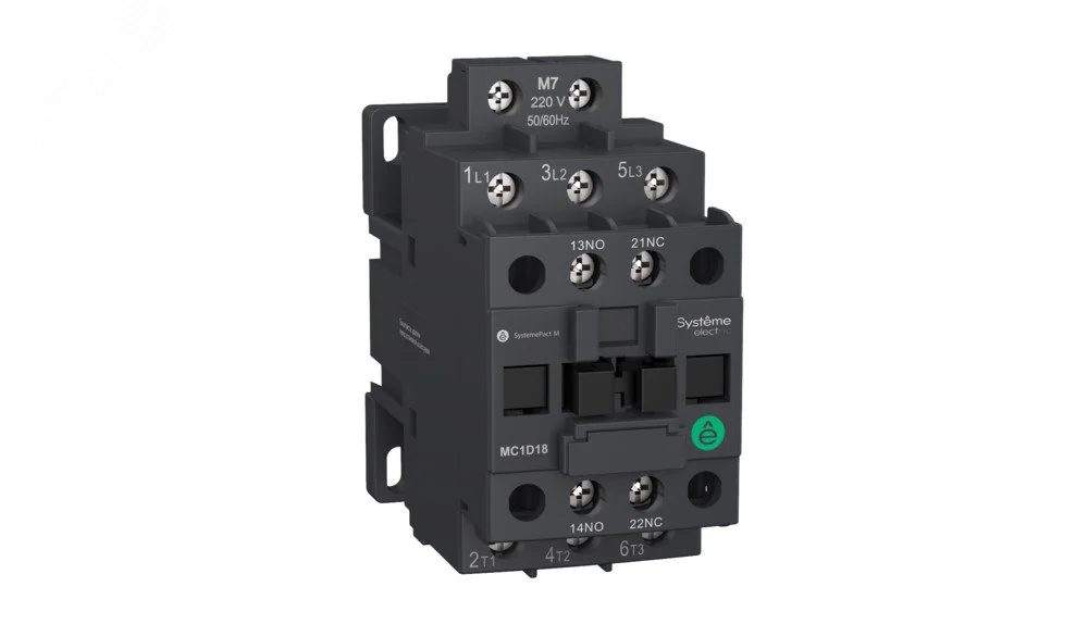 Контактор MC1D 3п 9А кат. 220В AC 1НО+1НЗ SE MC1D09M7